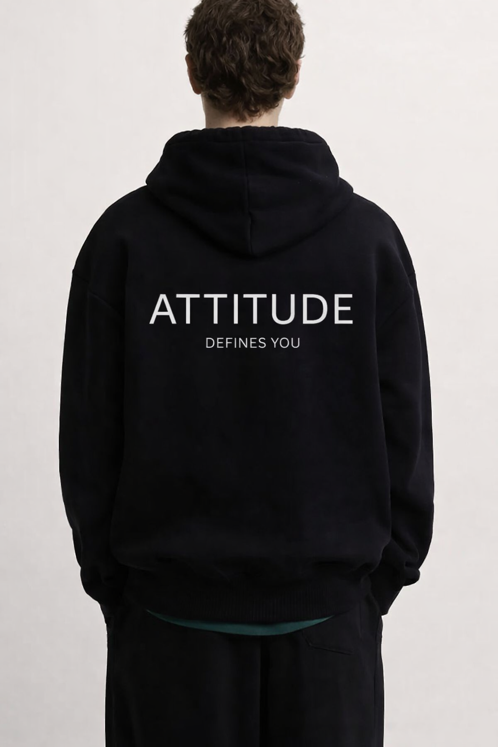 Men Black Hoodie – Attitude Defines You | THE ALBEDO